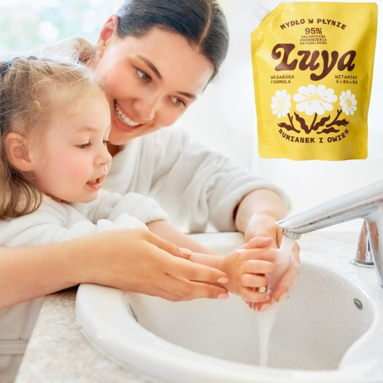 Naturalne Mydło w płynie do rąk Rumianek i Owies LUYA 800ml Refill