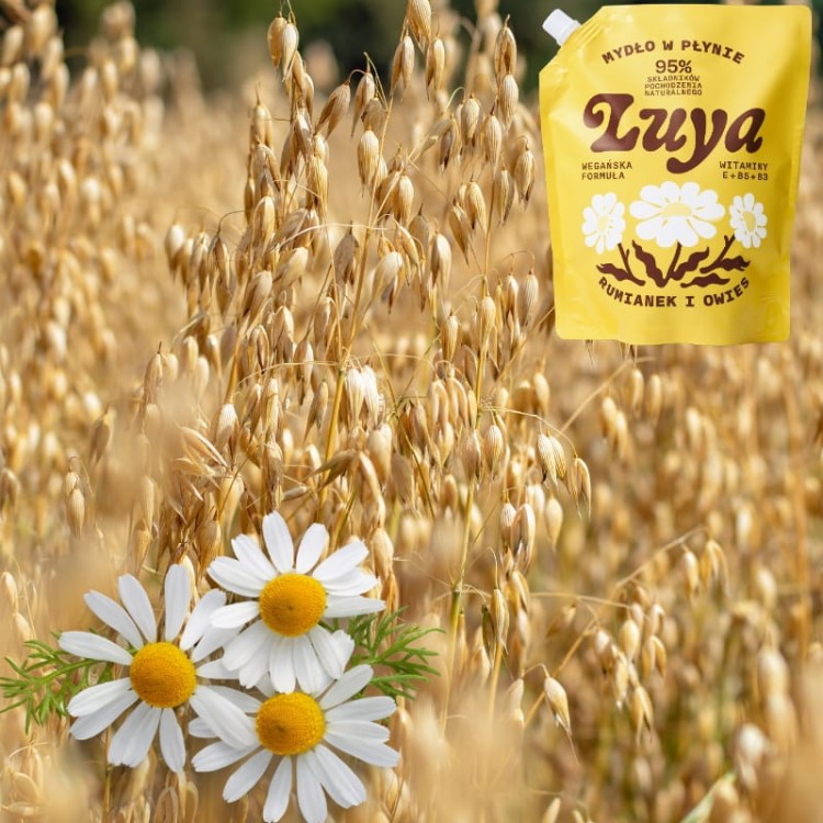 Naturalne Mydło w płynie do rąk Rumianek i Owies LUYA 800ml Refill