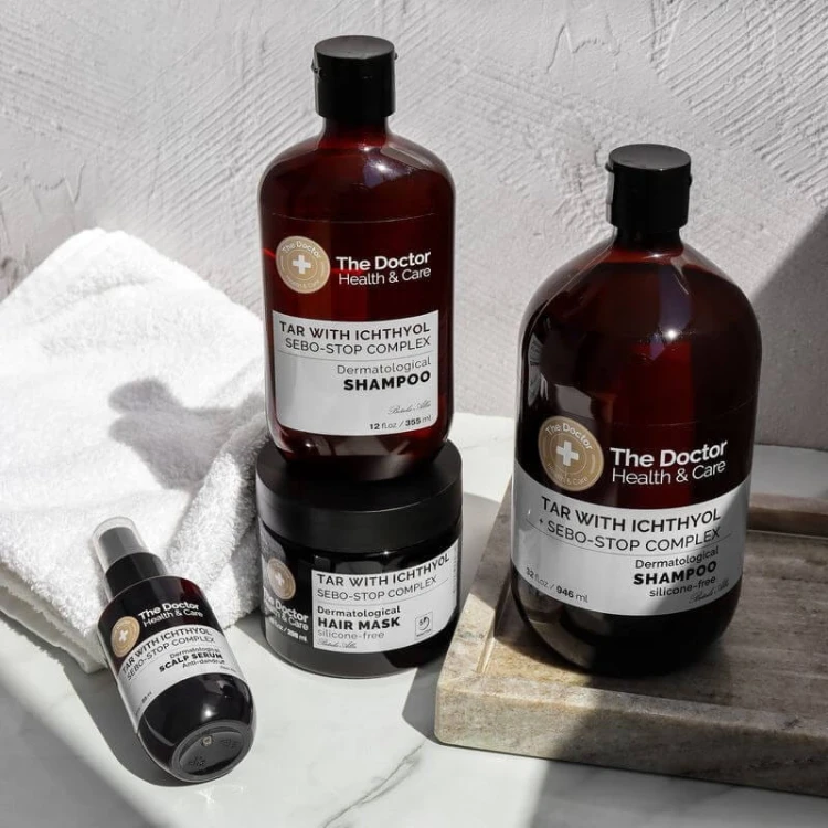 The Doktor Szampon dermatologiczny Dziegieć brzozowy z ichtiolem + Sebo-stop 946ml