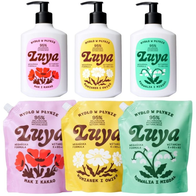Naturalne Mydło w płynie do rąk Rumianek i Owies LUYA 800ml Refill