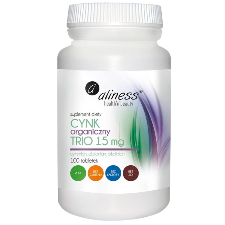Aliness Cynk organiczny TRIO 15mg 100 tabl.