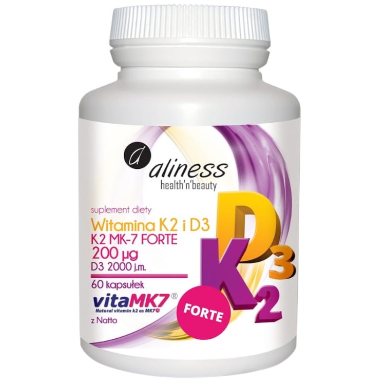 Aliness Witamina K2+D3 FORTE 200ug 60 kaps.