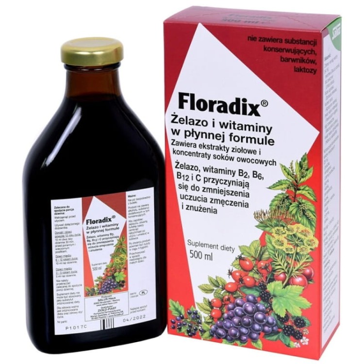 Floradix Żelazo i Witaminy Tonik 500 ml