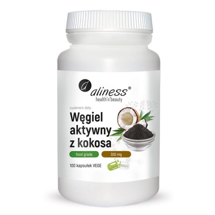 Węgiel aktywny z kokosa 300mg 100 kaps.