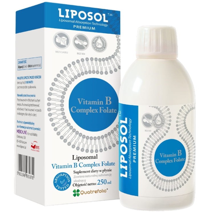 Liposol Premium Witamina B Complex Folate Liposomalna 250ml